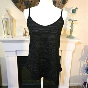 BKE black metallic sheer tank top